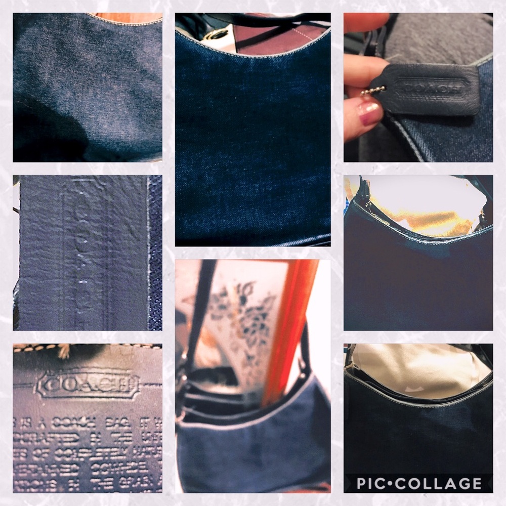 Blue denim coach purse
